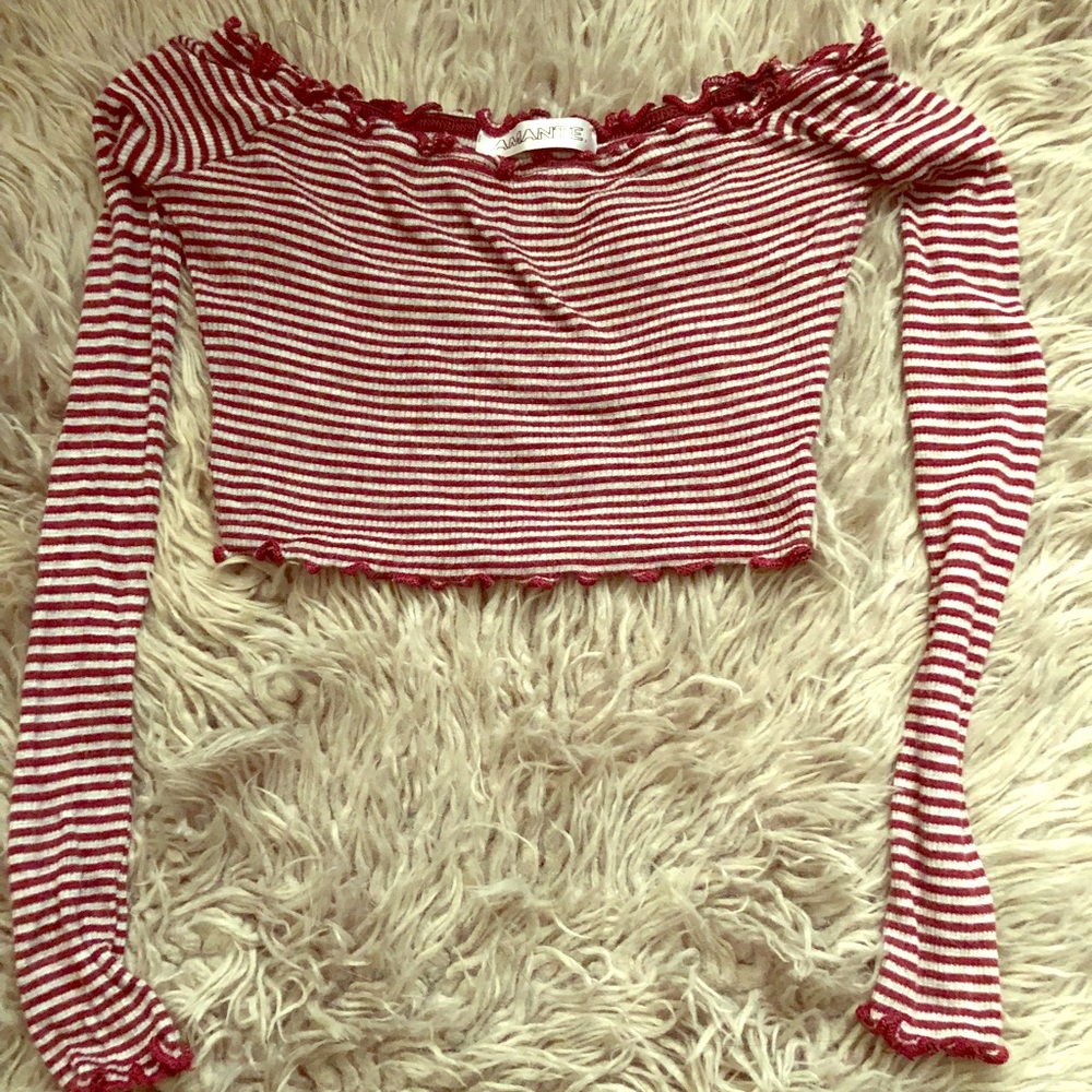 Maroon red and Gray crop top